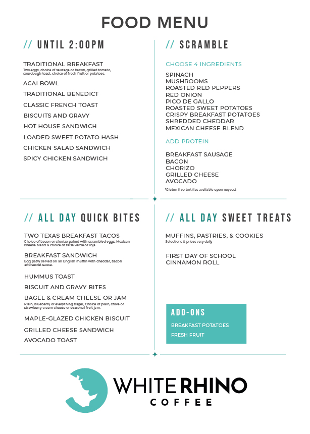 White Rhino Coffee Menu - Image 5